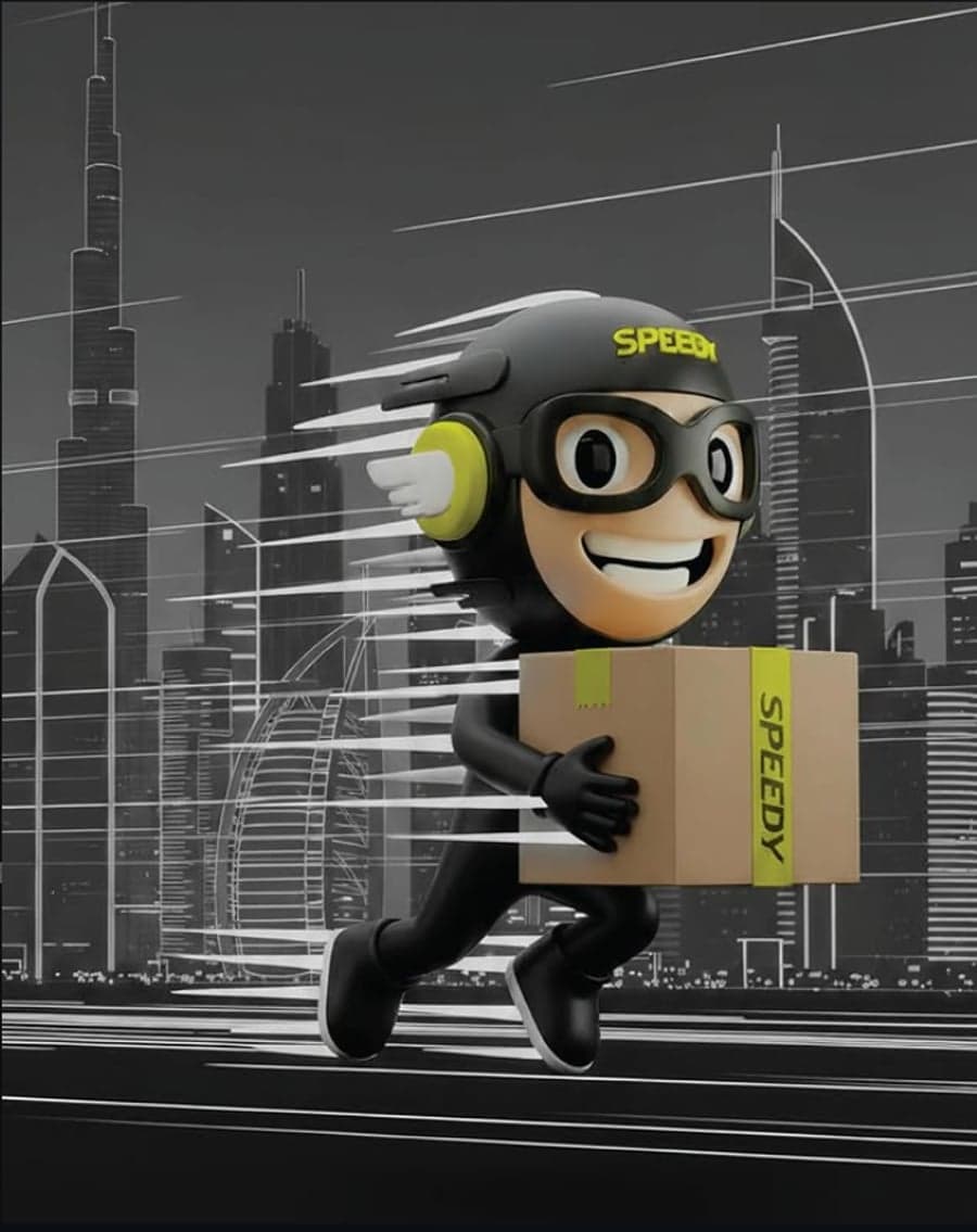 SpeedyShip courier delivering a package in Dubai